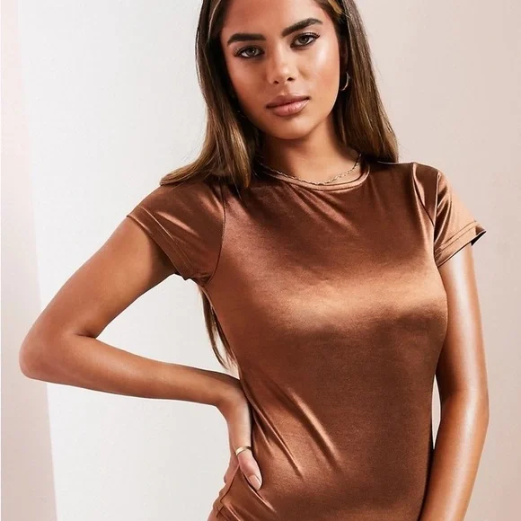 ASOS Shimmering Copper Short Sleeve Tee - Picture 4 of 4